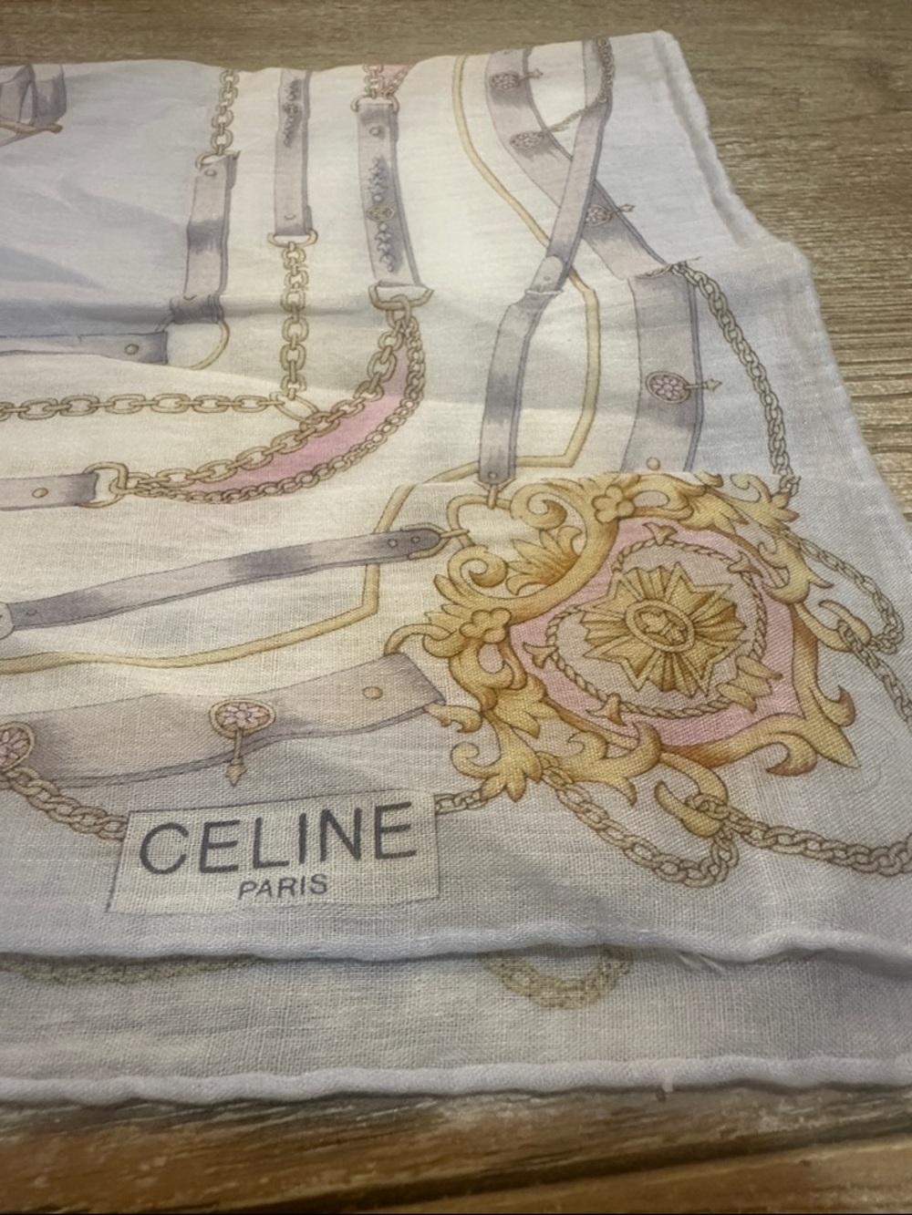 Celine Paris Silk Blend Neckerchief Scarf 18”x18” - Picture 4 of 5